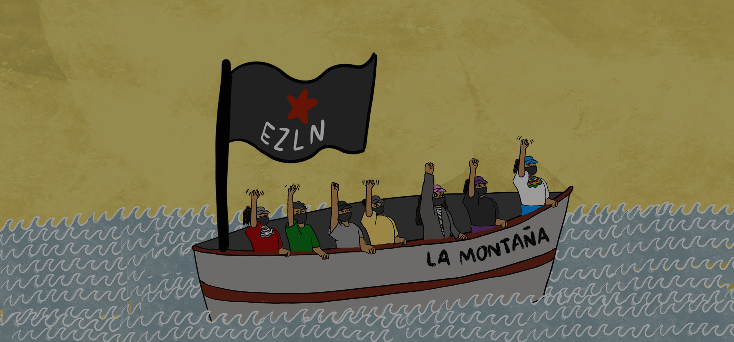 Las mujeres a bordo del barco “La Montaña” en la gira zapatista